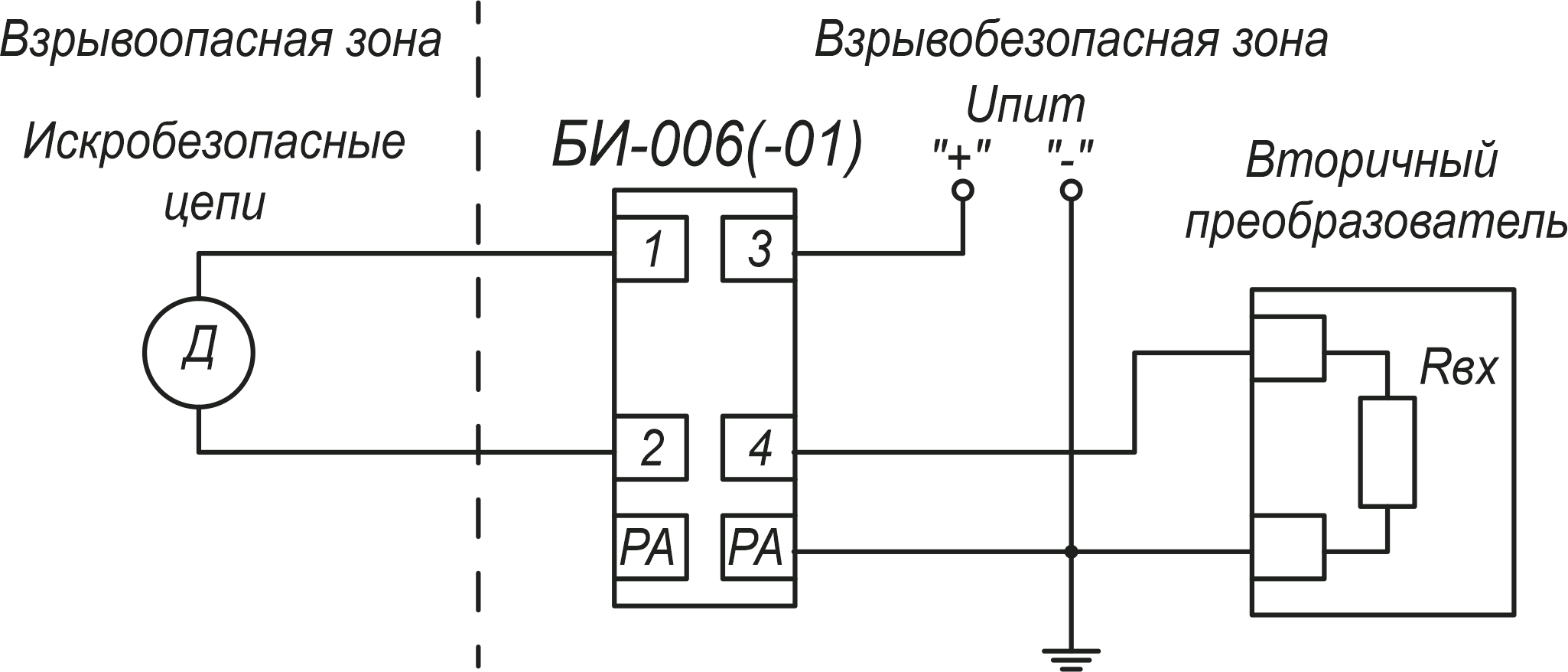 БИ-006-01 Типовая схема подключения
