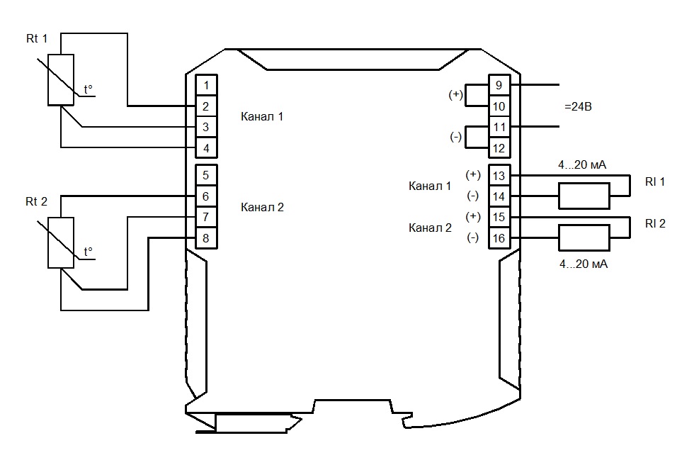 ЛПА-151 Схема подключения термопреобразователя сопротивления по трехпроводной схеме