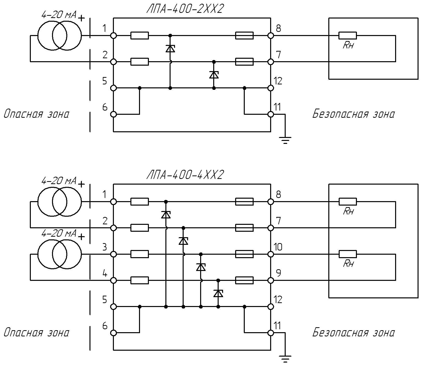 ЛПА-40х Искрозащита активных токовых датчиков с изолированным приемником