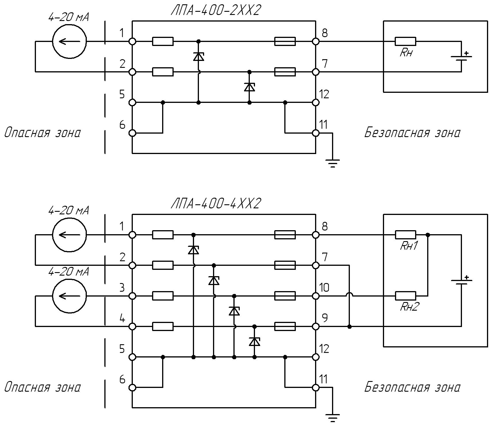 ЛПА-40х Искрозащита пассивных токовых датчиков с изолированным источником питания
